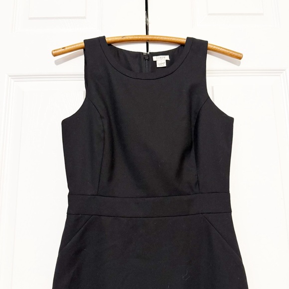 J. Crew Wool Blend Sheath Dress Black 0 Office Career Suiting Classic Sleeveless - Picture 4 of 10